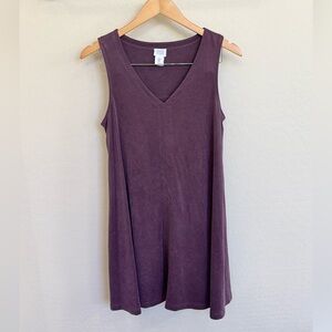 Sigrid Olsen Plum V-Neck Modal Tank Swing Dress Size Small